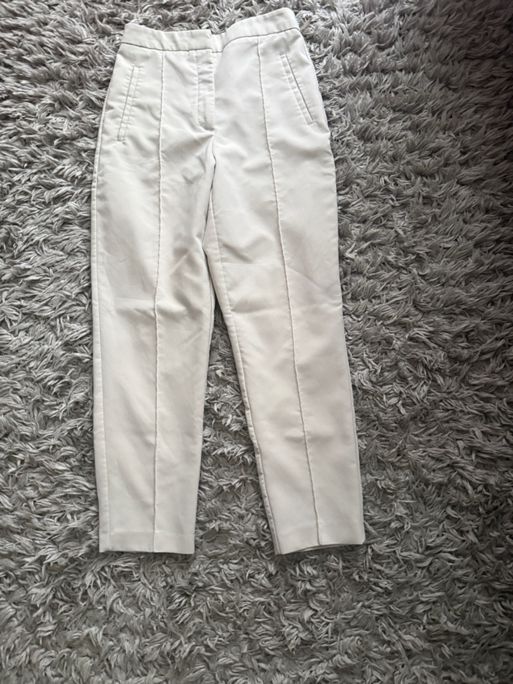 Zara Cream Satin-Trim Trousers